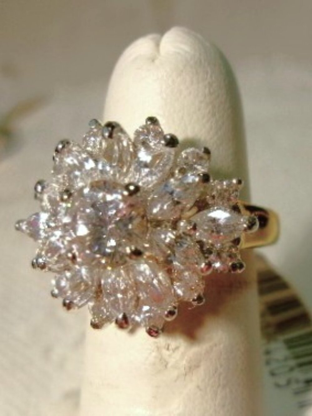CZ fancy Cluster Ring with 18K Plating